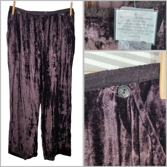 NEW Vintage Velvet Dress Pants Size 14 Velour casual Brown Whimsigoth Pockets - Picture 1 of 9